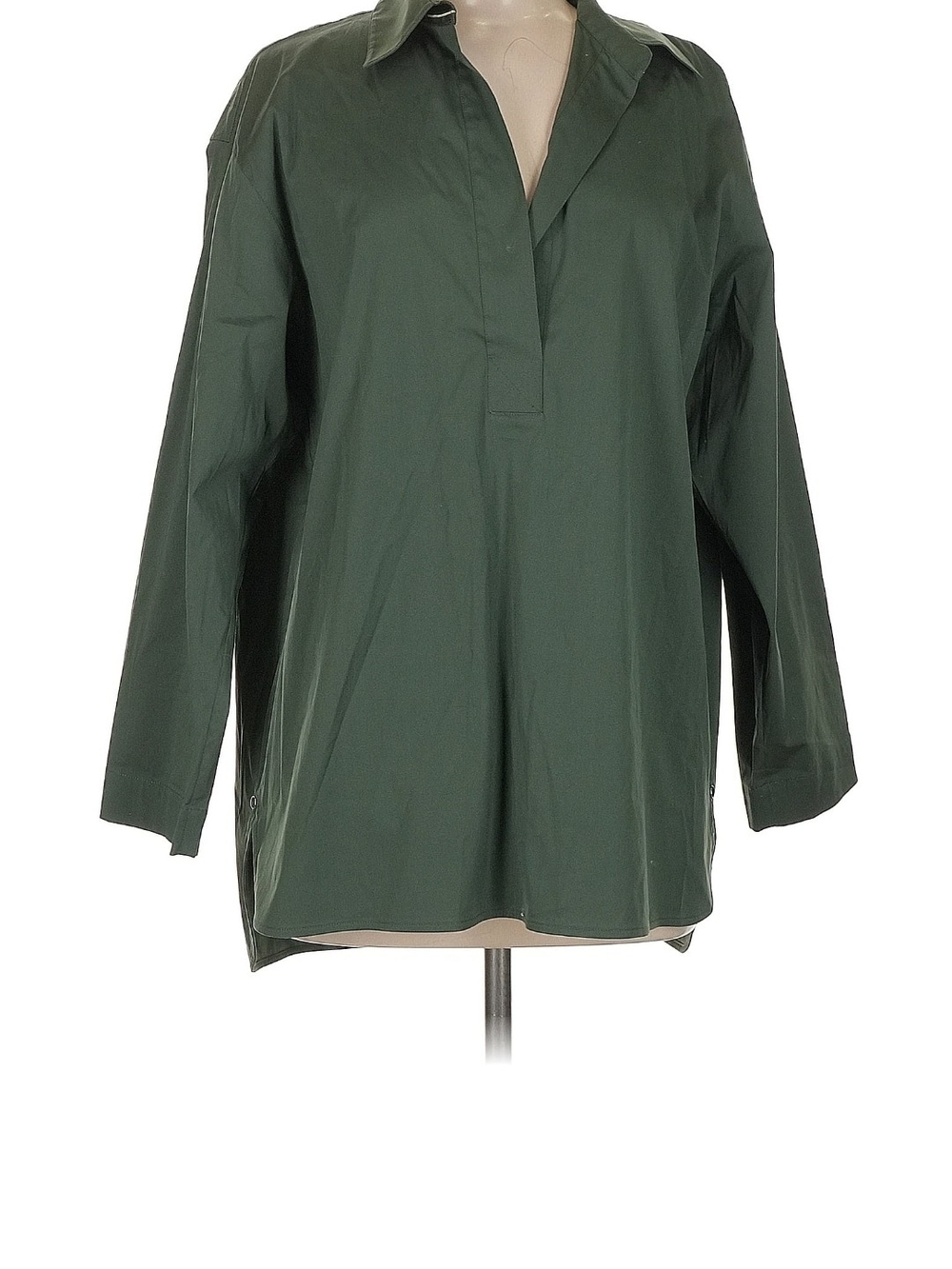 Lafayette 148 New York Dark Green Popover Buttonless Shirt